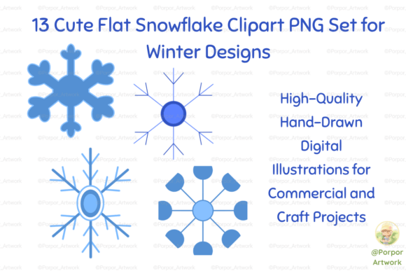 13 Winter Snowflake PNG Clipart for Craft: A Versatile Illustration Asset
