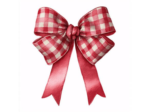 8 JPG Red Gingham Bow Set: A Versatile Illustration for Design Projects