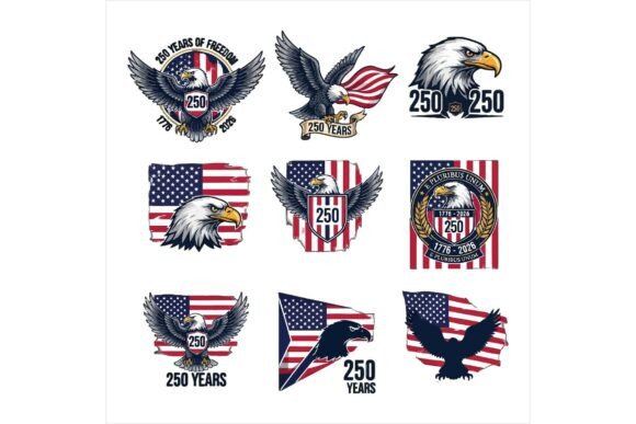 American Eagle Logos with 250 Years Text: A Practical Graphic Design Asset Review