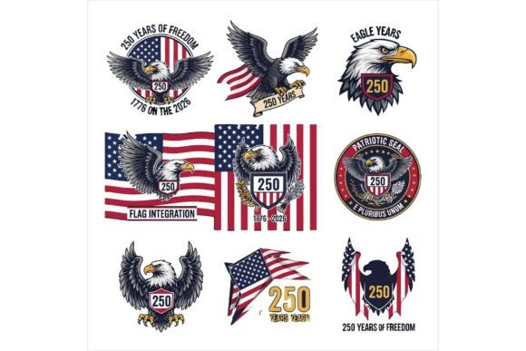 American Patriotic Symbols with 250 Illustrations for Content Creators