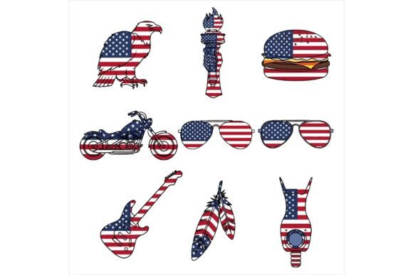 American Symbols and Objects Bundle: A Designer’s Take on Branding & Illustrations