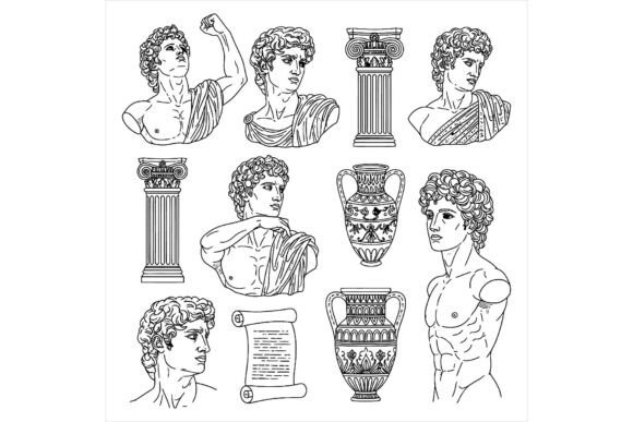 Ancient Greek Roman Illustrations Set: Timeless Design for Handmade Creations