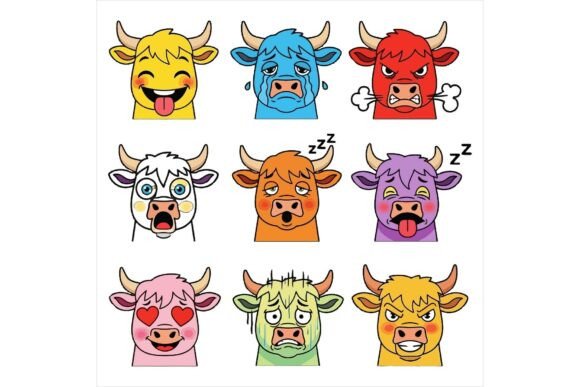 Cow Face Illustrations: A Playful Design Asset for Creative Projects