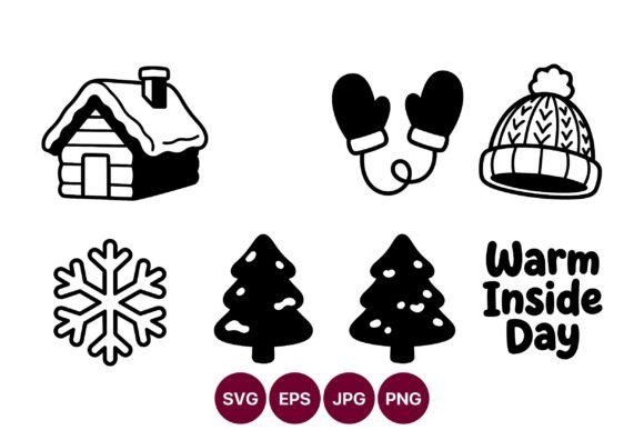 Cozy Winter Line Art: A Versatile Illustration for Branding & Marketing