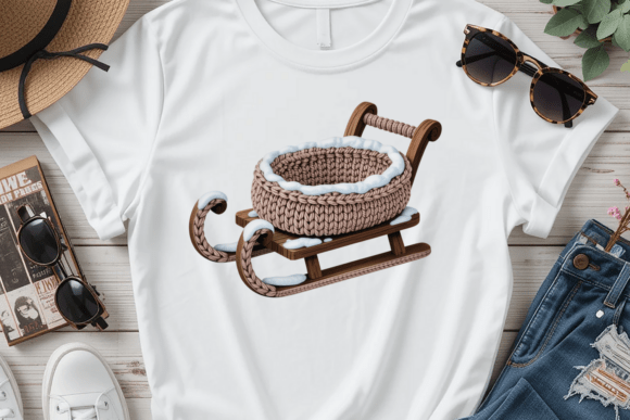 Crochet Winter Sleigh PNG: A Versatile Illustration for Digital Sellers