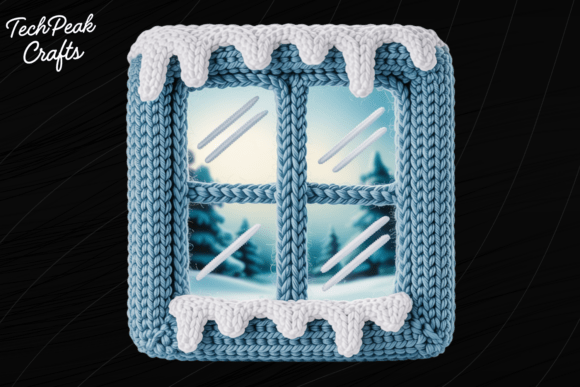 Crochet Winter Window PNG: A Cozy Illustration for Local Business Branding