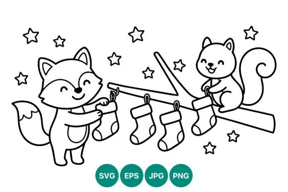 Cute Fox and Squirrel Illustrations for Festive Branding Projects