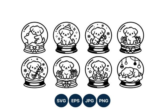 Cute Puppy Holiday Snow Globe Line Art: A Versatile Illustration for Seasonal Branding