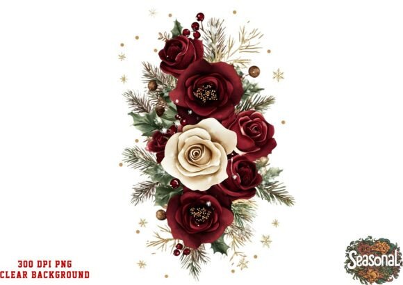 Dark Red Rose Bouquet Clipart: A Bold Illustration for Brand Impact