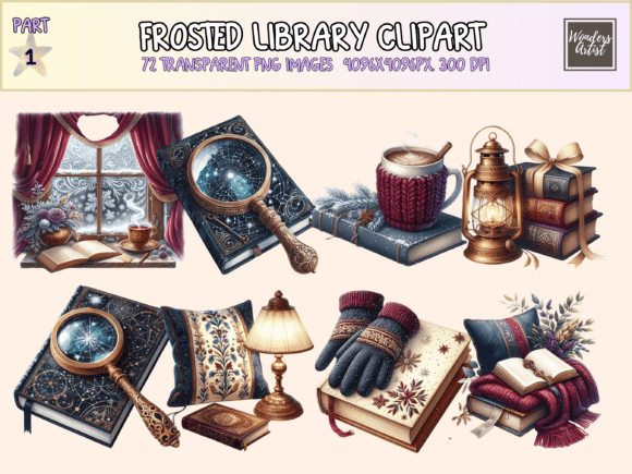 Frosted Library Clipart: A Versatile Illustration for Creative Design Projects