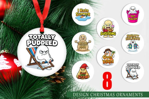 Grumpy Melting Snowman Ornament PNG for Handmade & Illustrations