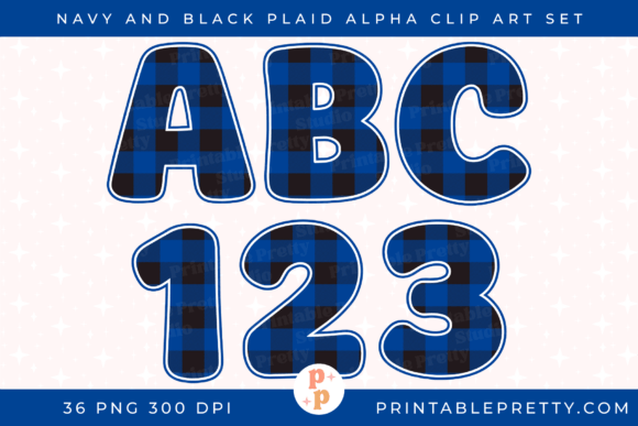 Navy Black Buffalo Plaid Alphabet PNG: A Bold Graphic Design Asset for Branding