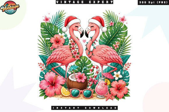 Pink Flamingo Santa Hat PNG: A Playful Graphic Design Asset for Seasonal Illustrations