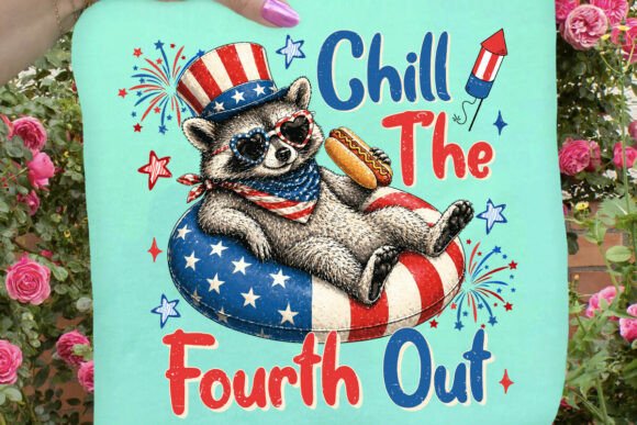 Raccoon 4th of July PNG: A Vibrant Illustration for Seasonal Branding