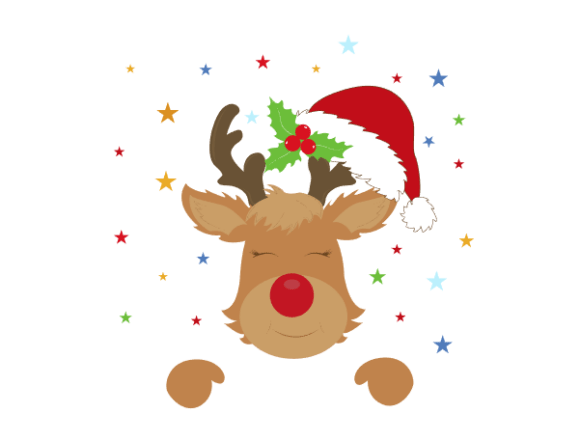 Reindeer in a Santa Hat Illustrations: A Festive Graphic Design Asset