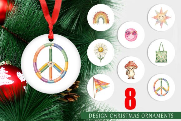 Retro 70s School Watercolor Ornament PNG for Local Branding