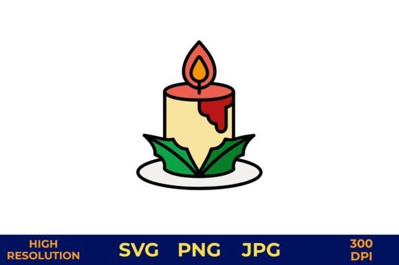Review: Lit Candle with Flame on Leaf Base Illustration