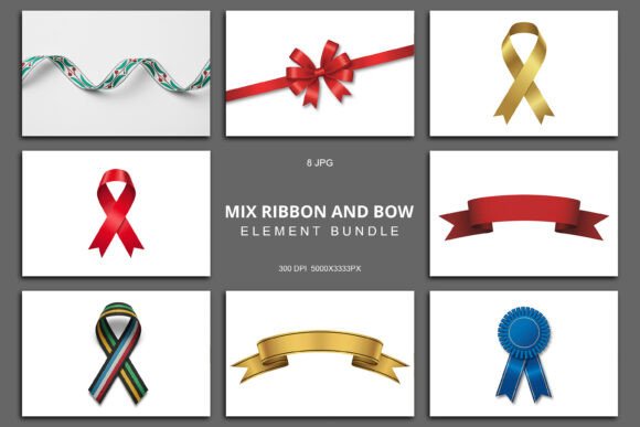 Ribbon and Bow Element Bundle: A Versatile Graphic Design Asset for Modern Branding