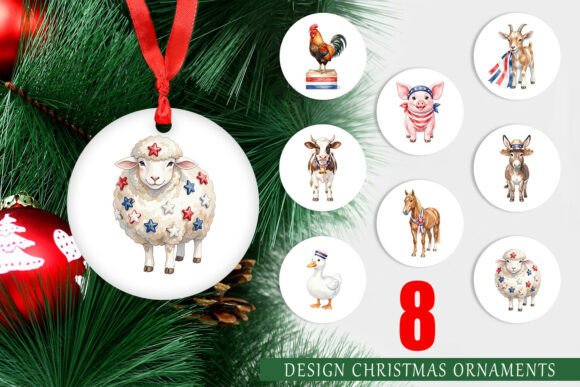 Rustic Patriotic Farm Animal Ornament: A Versatile Graphic Design Asset for Handmade Creations