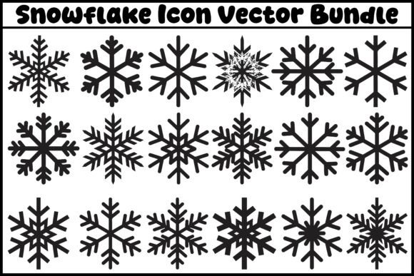 Snowflake Icon Vector Bundle Black for Handmade & Illustrations