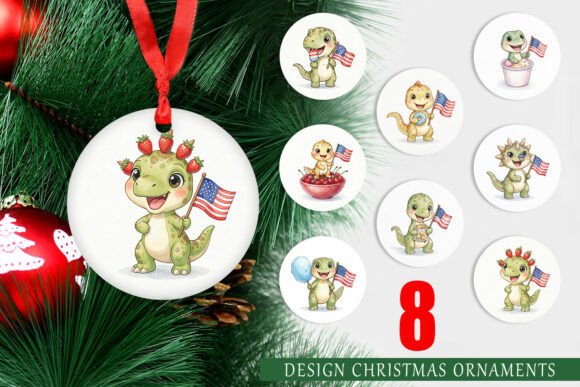 Spotted Summer Treats Dino Ornament: A Playful Design Asset for Creative Projects