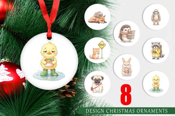 Tired Morning Commute Animal Ornament: A Unique Illustration for Branding