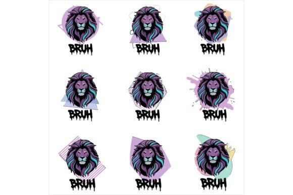 Vibrant Lion Logos with Graffiti Text: A Bold Embroidery Design for Real Projects