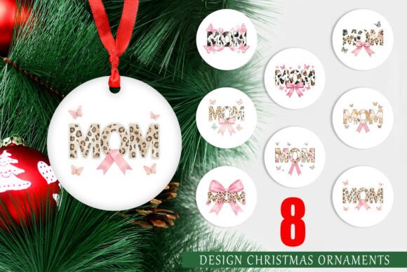Watercolor MOM Animal Print Ornament PNG for Local Business Branding