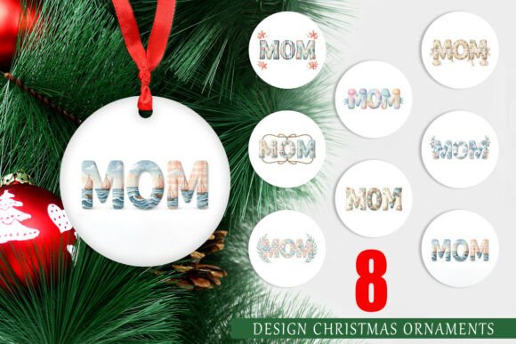 Watercolor Nautical MOM Ornament PNG for Local Business Illustrations