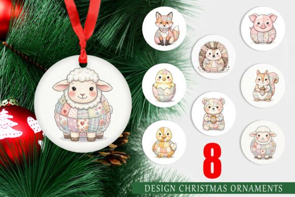 Watercolor Patchwork Animal Ornament PNG for Creative Illustrations