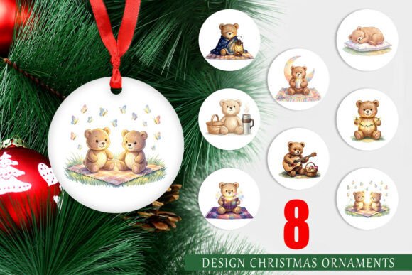 Watercolor Teddy Bear Picnic Ornament: A Versatile Illustration for Content Creators
