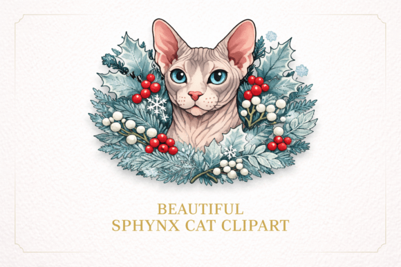 Winter Sphynx Cat Clipart: A Versatile Illustration for Content Creators